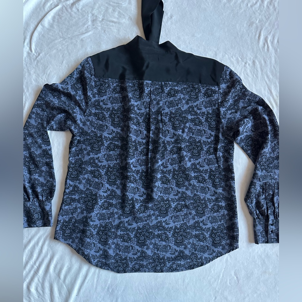 Scoop NYC Silk Large Black neck tie  Dress Top - Picture 9 of 14